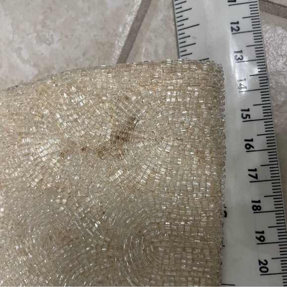 Vintage white beaded clutch see spot on back - Picture 5 of 6